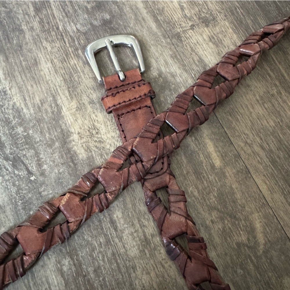 Capezio Women's Woven Leather Belt in Brown